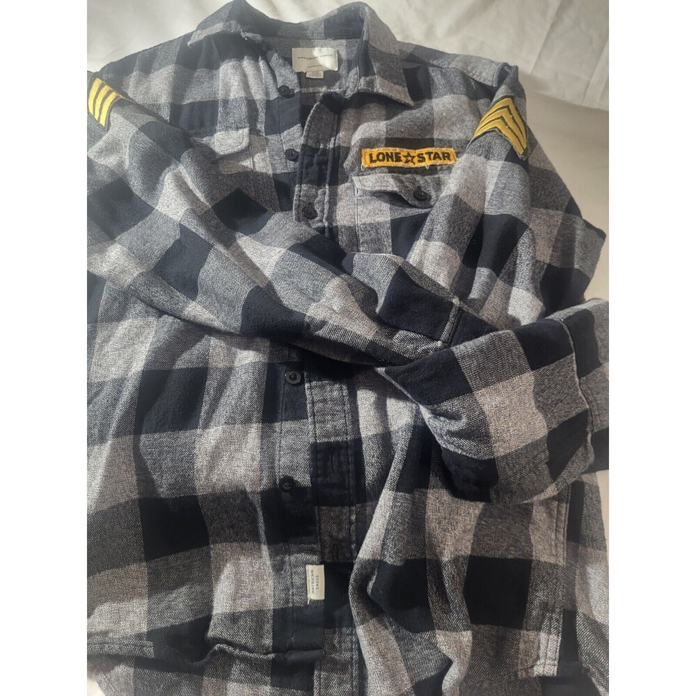 American Eagle MENS Unique Top Gun  Flannel Shirt Black And Grey - Picture 5 of 10